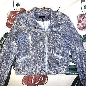 Generation Love Shimmering Silver Bomber Jacket
